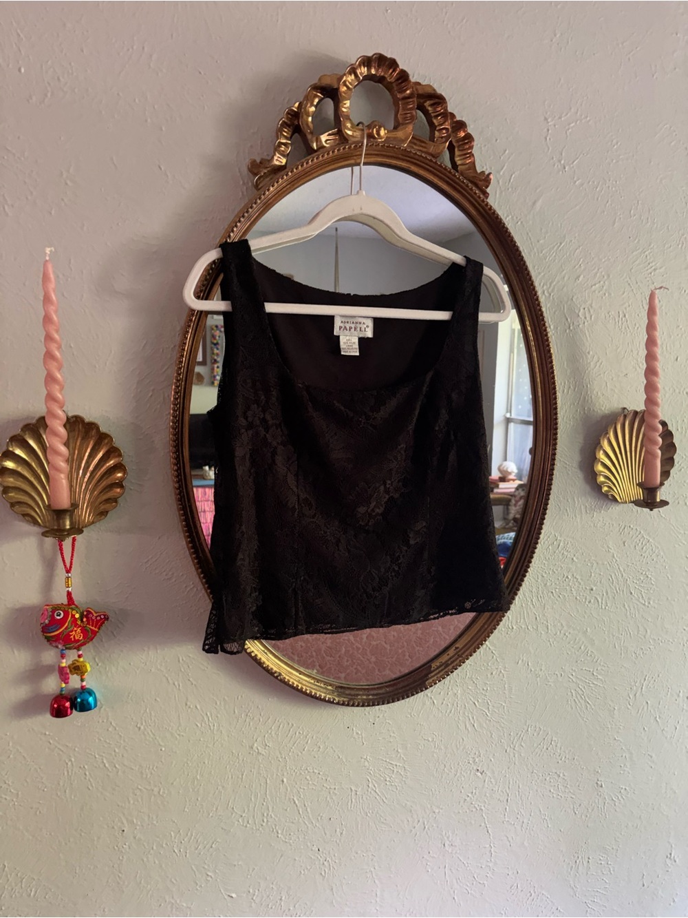Vintage Adrianna Papell Black Lace Camisole Tank